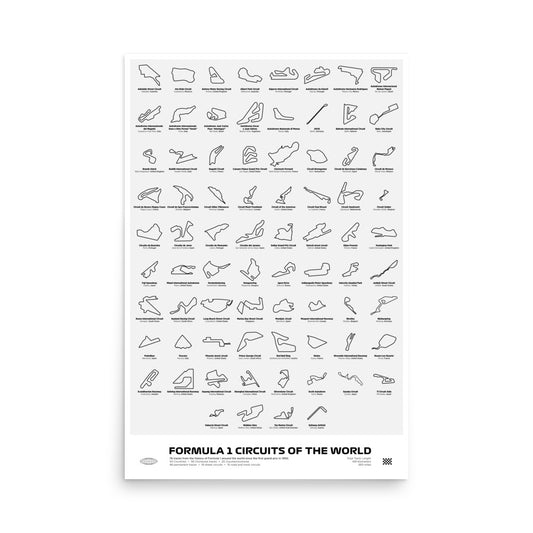 Every F1 Track In the World Print - White - Automo Speed Crew