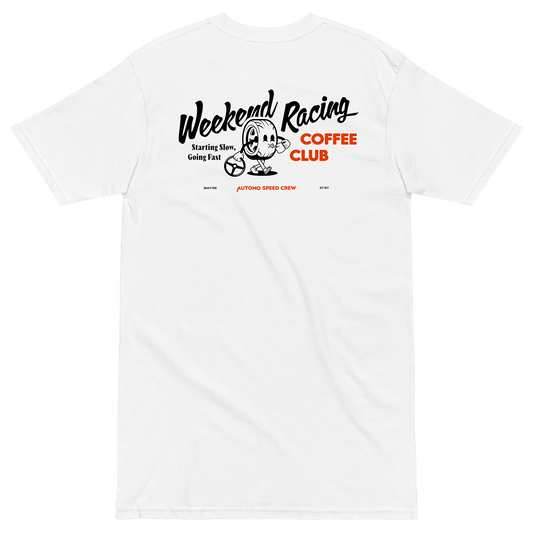Weekend Racing Coffee Club Tshirt - White - Automo Speed Crew