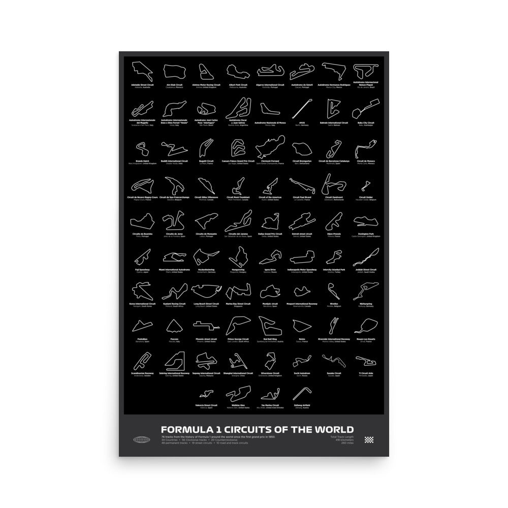 Every F1 Track In the World Print - Black