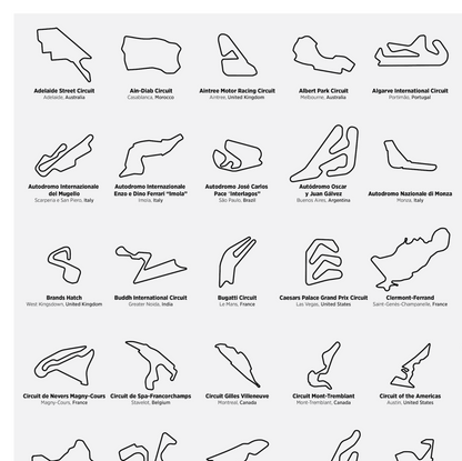 Every F1 Track In the World Print - White