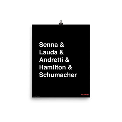 Art Print Tribute to Formula 1 Drivers - Automo