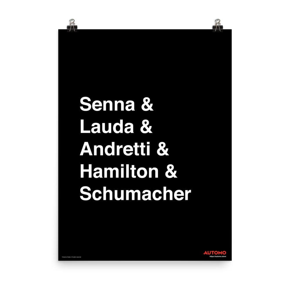 Art Print Tribute to Formula 1 Drivers - Automo